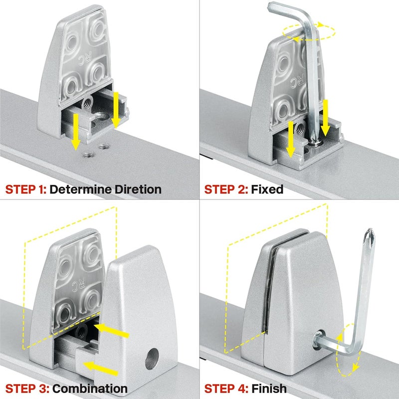 First-zgel 2 Packs Sneeze Guard Clamp Bracket, Sneeze Guard Shield Base for Countertop, Stick On Heavy Duty Auminum Partition Guard Clamp, Panel Support Clamps Stand for Clear Acrylic Desktop Counter Reception - Image 3